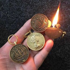 Lighters Zorro retro moneta benzyna benzynowa Kerosene Lżejsza klęcznik kreatywny Creaking Grinding Wheel Firestone Lostownicze