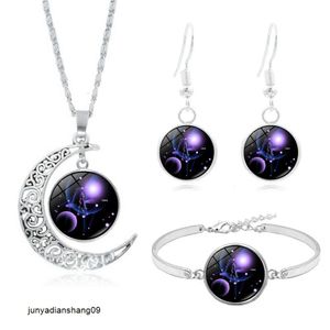 Комплект ожерелья с кристаллами «Двенадцать созвездий», минималистичный креативный подарок, браслет, серьги, ювелирные изделия, комплект из трех предметов