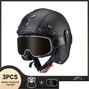 Capacetes de motocicleta Capacete de rosto aberto para ADT Casco Moto Segurança infantil Proteção para Motocicleta Certificado Homens Homens Quatro Tempos Dro Ot6wz