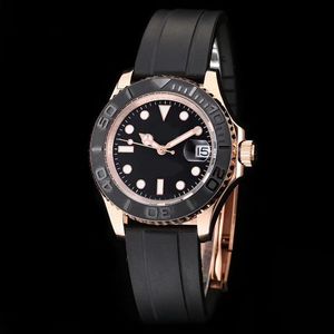 DJ Factory Men's Watch 42MM Black Dial Nautical Style 2813 Automatic Movement Rubber Strap Mens Watch Watches With Original Box