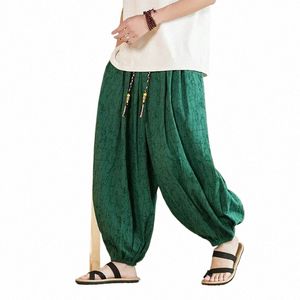 quality Casual Branded Pants Men's Asian Clothing Bath Pants Loose Linen Lantern Sweatpants Oversized Trousers 43an#