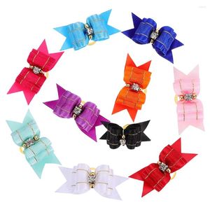 Hundkläder 10 datorer Bow Bows For Dogs Hair Pet Accessories Girl Polyester Puppy Liten Pin