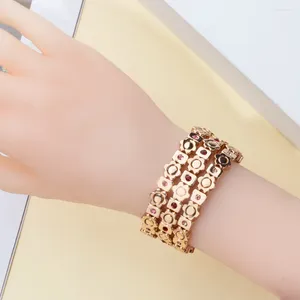 Strand Alloy Dice Beads Inlaid Rhinestone Bracelet Boho Enamel Flower Elastic 2024 Women