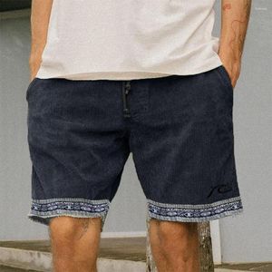 Men's Shorts Lightweight Lounge Vintage Print Summer With Elastic Waist Drawstring Knee Length Casual Pants For Exercise
