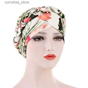 Bandanas durag hijabs huvud halsduk för muslimska kvinnor bohemia tryck bomullsfläta turban bonnet hijab caps inre hijabs femme musulman arab wrap turbantes y240325