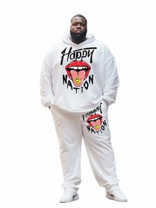 zooy L-9XL Herren Plus Size Persality Graffiti Carto Hip Hop Abstract Poker Street Color-Blocked Hoodie Jogginghose Set t3LO#