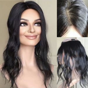 トッパー天然波状シルクベーストッパー1cm PURiver virgin Human Hair Topper 1018inch 15x16cmナチュラルウェーブヘアピース