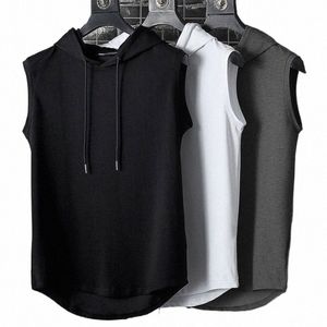 Summer Men Clothing Tank Tops Plus Size Sweatshirt ärm Topps hoodie Vest Workout Fitn Mens T Shirt Workout Hip Hop Vest M9nn#