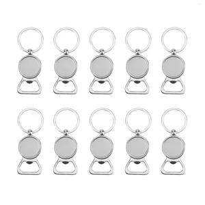 Keychains 10Pcs Sublimation Metal Blank Keychain Bottle Opener Key Ring Thermal Transfer Diy Material