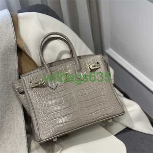 BK Crocodile Bags Trusted Luxury Handbag Bychanceshop Anpassad elefantgrå krokodilmönster Kohude Platinum Bag Single Shoulder Cro Have Logo HBQU