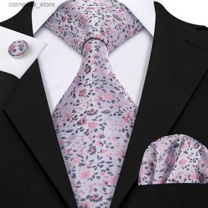 Gravatas de pescoço Gravatas de pescoço LS-5013 2018 Nova gravata masculina 100% seda jacquard tecido casamento gravata floral branca para homens noivo Barry.Wang Dropshipping conjunto de gravata Y240325