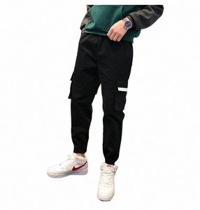 män svarta joggar byxor sommarmens stora fickor ankel last byxor manliga vår streetwear overall sweatpants joggers 5xl 58fi#