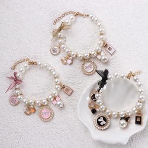 Dog Collars Fashion Pink Puppy Accessories Chain Rhinestone Princess Bow Collar Pet Necklace Cat Jewelry