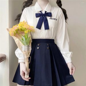 Conjuntos de roupas Tailândia Coreano Manga Longa Branco Roxo Camisa Plissada Saia Menina Vestido para JK Uniforme Escolar Estudantes Cosplay Sailor Outfit