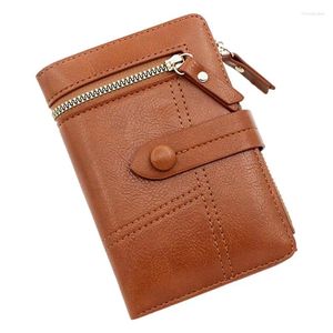 Storage Bags Tri Fold Wallet PU Leather Trifold Card Organizer Coin Pocket Cash For Girls Ladies Travel Work