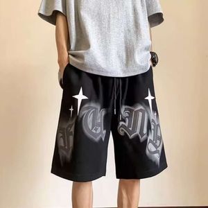 2024 Summer Boys Loose Trendy English Printed Capris Student Basketball Casual Sports Shorts