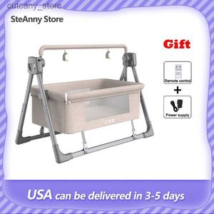 Baby Cribs Baby Rocking Cribs Portab Newborn Seping Bed Automatic Crad Bassinet Crib Playpen L240320