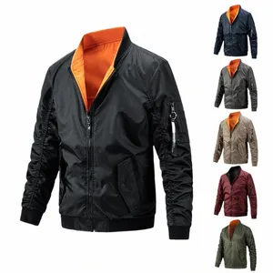 2024 Dubbla sidor bär bomberjacka Fly Pilot Jacket Militär Airborne Flight Tactical Men Zipper Wear Aviator Bomber Jacket G3WQ#