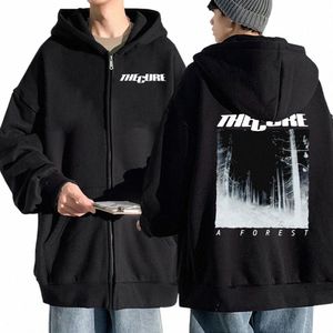 rock Band The Cure A FOREST Graphic Zip Up Hoodie Fi Jacket Men Women Hip Hop Lg Sleeve Sweatshirt Coat Oversized Zipper I1Jv#