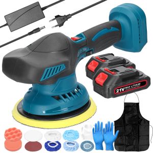 Polijsters 21V Cordless Car Polisher 6 Gears Electric Auto Polishing Machine Cleaning Metal Waxing Wood Sanding Rust Removal Machine