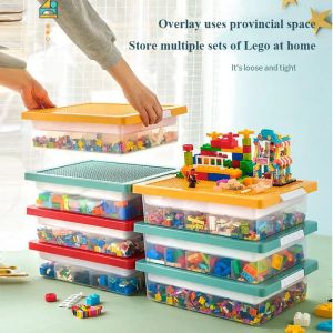 BINS STAPLABLE LAGRING BOX Byggnadsblock Lego Transparent Split Plastic Box Kids Toy Container Case Large Capacity Smyckesorganisatör