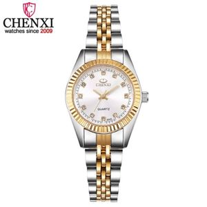 Chenxi Women Golden Silver Classic Quartz Watch女性エレガントな時計豪華なギフトウォッチレディースウォータープルーフリストウォッチ210720243S