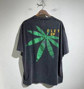 24ss İlkbahar Yaz ABD Akçaağaç Yaprakları Mektup Baskı Tee Yıkanmış Vintage Büyük Boy Tişört Yüksek Kaliteli Kısa Kollu Kadınlar Erkek Moda Tshirts 0325