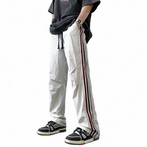 Y2K Men Streetwear Casual Pants Korean Harajuku Parachute Track Pants Men Tech Sweatpants Wide Leg Joggers Byxor Kläder Y5ay#