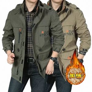 2024 Fleece Hooded Jacket Autumn Winter Military Jacket Men Casual Thick Thermal Coats Army Pilot Jacket Air Mens Cargo Outwear L4iS#