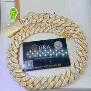 GRA -certifierade VVS Moissanite 20mm Pure Sterling Silver Halsbandkedjor Iced Out Cuban Link Chain 6SL2