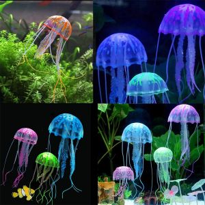 Decorations 10Pcs/Lot Simulation Artificial Jellyfish Glowing Effect Aquarium Decoration Fish Tank Ornament Decor Accessory Blue Green