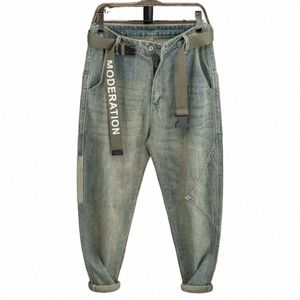 Primavera autunno nuovi uomini streetwear jeans fi pantaloni moto coreano fi casual gioventù vintage harem pantaloni denim pantaloni Y4FS #