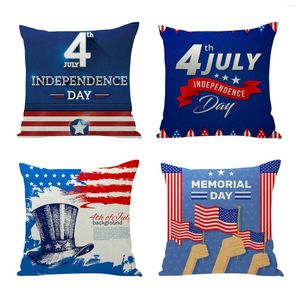 Pillow Case Satin Pillowcases Standard Size Set Of 4 Independence Day Linen Sofa Cushion Cover Outdoor Couch Pillows