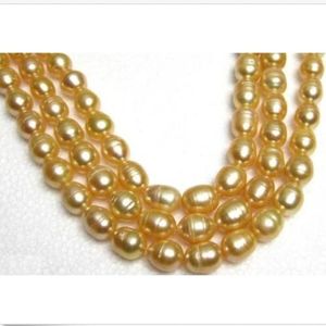 AAA35 tum enorm 11- 13mm naturligt South Sea Golden Pearl Necklace 14K Gold Clasp259T