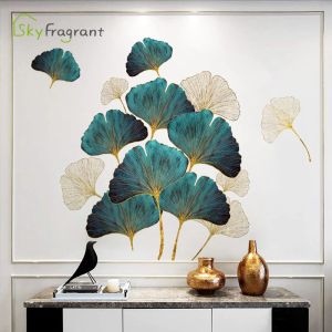 Aufkleber Nordic Ginkgo Leaf Wandaufkleber für Wohnzimmer Schlafzimmer Hintergrund Home Wall Decor selbstklebende Pflanzen Vinyl Glas Aufkleber