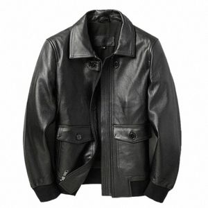 2020 Black Men Slim Fit Aviator Jacket Plus Size XXXL Genuine Cowhide Autumn Russian Military Pilot Leather Coat t8Uv#