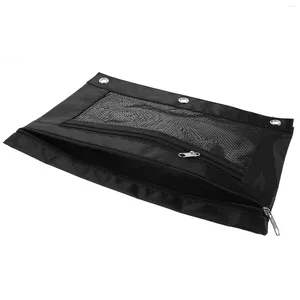 Storage Bags Large Capacity Zipper Double Pocket Transparent Window 3-ring Binder Stationery Pen Bag Pencil Black Pouch For 3-hole