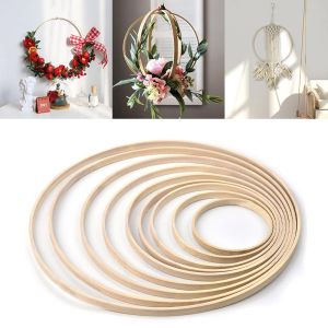Produkter 1/5st 1033 cm heminredning bambu ring träcirkel rund catcher diy hoop för blomma krans hus trädgård växt dekor hängande