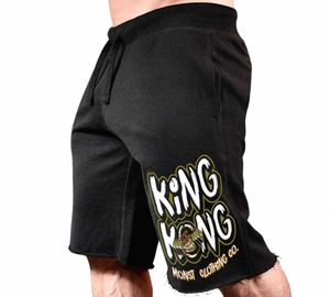 スポーツショーツのズボンを印刷する男性は、コットボディービルのスウェットパンツフィットンショートジョガーカジュアルジムメンズショーツJ7BD＃
