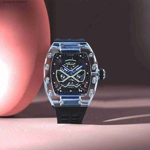 Zegarek na rękę mechaniczną i tielbo automatyczna mens kryształowa rama przezroczystą bez kadry wina Inteligentnec24325