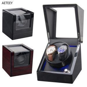 Kılıflar Ahşap Watch Shaker Winder Tutucu Casio Tissot Mekanik Saatler İçin Ekran İzle Kutu Kilit Açma Kutuları Saklama Kutuları