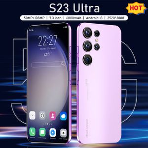 S23ultra Android Smartphone Touch Screen Color Screen 4G 3GB 8GB RAM 64 GB 128 GB 256 GB ROM 7,3-tums HD-skärm Smart Wake Gravity Sensor stöder flera språk