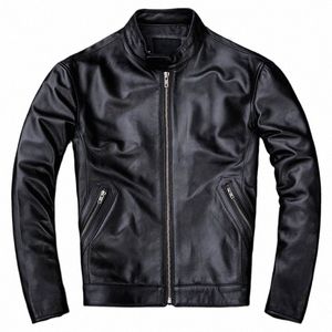 REAL 2020 Black Leather Lambskin Jacket Men Stor storlek 4xl Motorcykel Mens Jackets äkta fårskinn Bomber Aviator Coat Autumn Y6QQ#