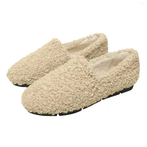 Scarpe Casual da Donna Inverno Peluche Caldo Piatto Minimalista Home Clip Pantofole in Cotone Zapatos 2024