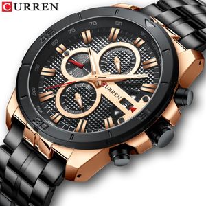 Curren Men Watch Top Brand Brand Luxury Chronograph Quartz Watches inossidabile Acciaio Orologi da polso da polso da polso Renogio Masculino249e