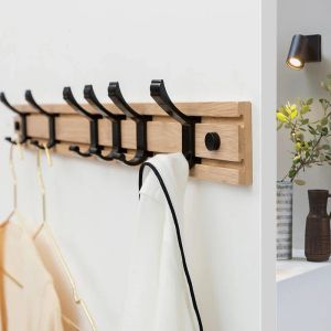 Rails Creative Adjustable Bamboo Coat Rack Wall Mounted Bathroom Clothes Aluminium Alloy Hanging Hooks Home Storage Hook