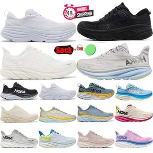 Werksüberschüsse Schuhe Hola Running Schuhe Clifton8 kostenloser Eisblau -Eis Wasser Abend Primrose Dreier schwarze Trainer Herren Frauen Frauen