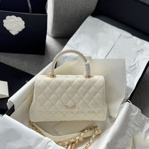 Womens Designer Top Co Handle Tote Caviar Leather Shoulder Bags Classic Mini Flap Quilted Multi Pochette Handbags GHW Crossbody Turn Lock Purse 23x14CM Black White