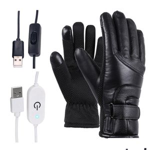 Ski Gloves Motorcycle Electric Heated Windproof For Cycling Skiing Winter Warm Heating Usb Powered Men Women Sports Drop Delivery Outd Ot57J