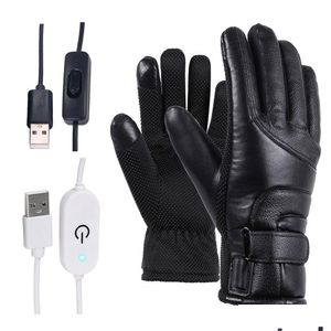 Guanti da sci Moto elettrici riscaldati antivento per ciclismo Sci Inverno caldo Riscaldamento USB alimentato Uomo Donna Sport Drop Delivery Outd Ot57J